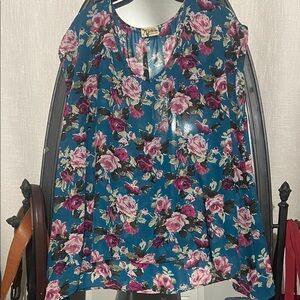 Show Me Your MuMu Blue and Purple Floral Blouse